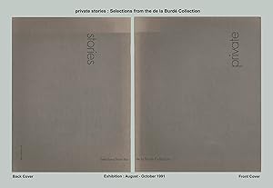 Art Exhibition Catalog, Private Stories, Selections from the de la Burdé Collection, Fall 1991, V...
