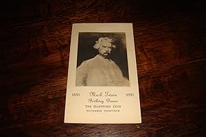 Mark Twain Birthday Dinner Program & Menu presented by The Hartford Club & Trustees of the Mark T...