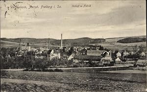 Bild des Verkufers fr Ansichtskarte / Postkarte Weienborn Erzgebirge, Ortsansicht, Schloss und Fabrik zum Verkauf von akpool GmbH