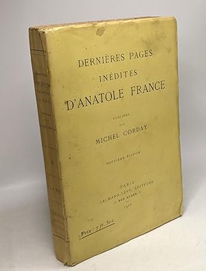 Seller image for Dernires pages indites d'Anatole France - 9e dition for sale by crealivres