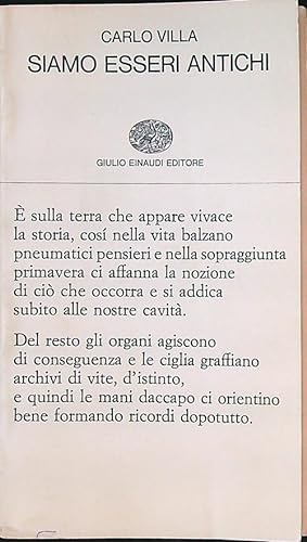 Bild des Verkufers fr Siamo esseri antichi zum Verkauf von Librodifaccia