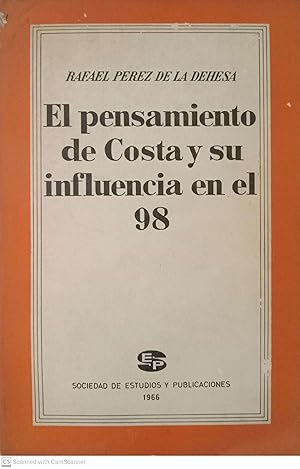 Immagine del venditore per El pensamiento de Costa y su influencia en el 98 venduto da Llibres Capra