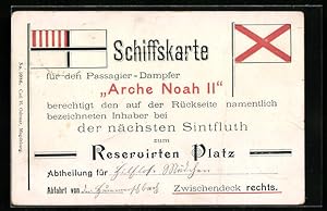Immagine del venditore per Ansichtskarte Scherz Schiffskarte fr den Passagier-Dampfer Arche Noah II venduto da Bartko-Reher