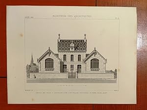 2 Belles Gravures De ECOLE A GORGOLOIN Degré Architecte Moniteur Des Architectes 1881 planches 16...