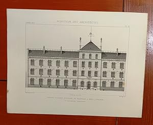 3 Belles Gravures De Groupe scolaire Boulevart de BELLEVILLE PARIS Salleron Architecte Moniteur D...