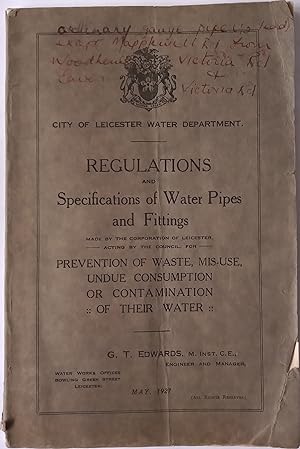 Regulations and Specifications of Water Pipes and Fittings.for Prevention of Waste, Misuse, Undue...