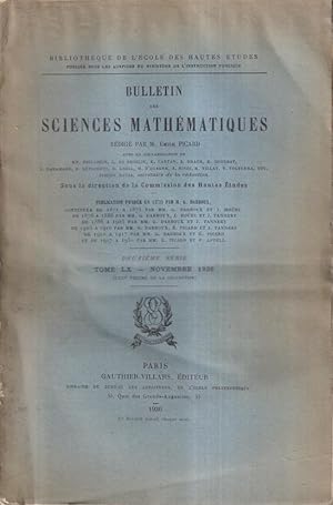 Seller image for Bulletin des Sciences Mathmatiques novembre 1936 for sale by PRISCA