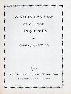 Image du vendeur pour What to Look for in a Book   Physically & Catalogue 1965-66. mis en vente par Librairie Jean-Yves Lacroix