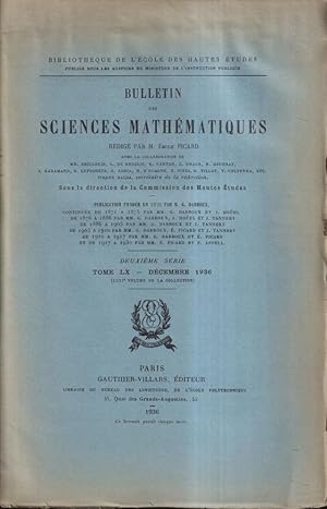 Seller image for Bulletin des Sciences Mathmatiques dcembre 1936 for sale by PRISCA