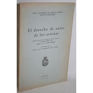 Imagen del vendedor de El derecho de autor de los artistas a la venta por Librera Salamb