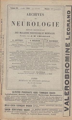 Immagine del venditore per Archives de Neurologie revue mensuelle des maladies nerveuses et mentales fonde par Jean-Martin Charcot publie sous la direction de Alix Joffroy & Valentin Magnan & Fulgence Raymond volume XX n 117 venduto da PRISCA