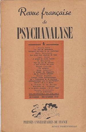 Seller image for Revue Franaise de Psychanalyse n 4 dcembre 1950 for sale by PRISCA