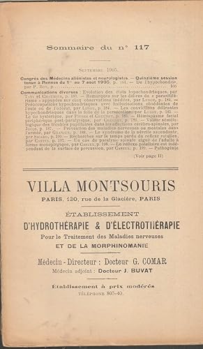 Bild des Verkufers fr Archives de Neurologie revue mensuelle des maladies nerveuses et mentales fonde par Jean-Martin Charcot publie sous la direction de Alix Joffroy & Valentin Magnan & Fulgence Raymond volume XX n 117 zum Verkauf von PRISCA