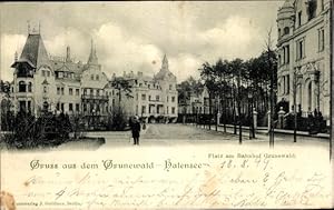 Ansichtskarte / Postkarte Berlin Grunewald Halensee, Platz am Bahnhof Grunewald