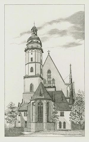 Margot Bitzer, Architekturansicht , Leipzig. - Margot Bitzer. - "Leipzig. Thomaskirche".