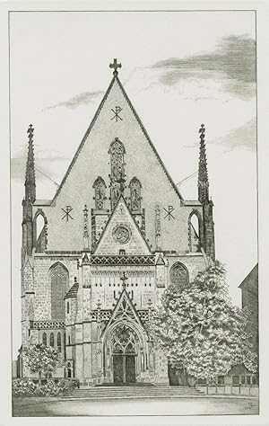 Margot Bitzer, Architekturansicht , Leipzig. - Margot Bitzer. - "Leipzig. Thomaskirche".