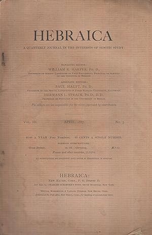 Seller image for Hebraica april 1887 n 3 for sale by PRISCA