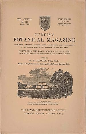 Bild des Verkufers fr Curtis's Botanical Magazine Volume CLXVII Part III August 1950 zum Verkauf von Kenneth Mallory Bookseller ABAA