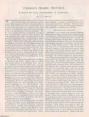 Imagen del vendedor de Canada's Prairie Province. A Study of Civil Government in Manitoba. An original article from the American Review of Reviews, 1895. a la venta por Cosmo Books