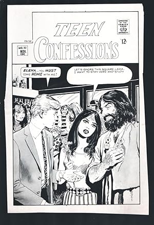 Teen Confessions #52 B & W Cover Proof-Production Art-Used in the creation of the comic book-VG/FN