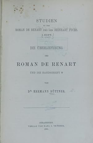 Imagen del vendedor de Remarques sur le Roman de Renart. a la venta por Antiquariat Bookfarm