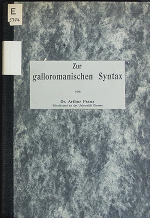 Bild des Verkufers fr Zur galloromanischen Syntax. zum Verkauf von Antiquariat Bookfarm