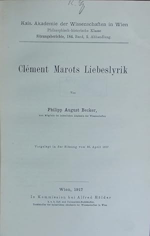 Seller image for Clement Marots Liebeslyrik. for sale by Antiquariat Bookfarm