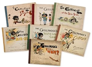 Seller image for Collection of Golliwogg first editions: The Golliwogg's Bicycle Club / The Golliwogg at the Sea-side / The Golliwogg in War / The Golliwogg's Air-ship / The Golliwogg's Auto-Go-Cart / The Golliwogg's Circus / The Golliwogg's Fox-hunt for sale by Neverland Books
