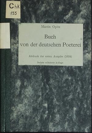 Bild des Verkufers fr Buch von der deutschen Poeterei. 6. Auflage. zum Verkauf von Antiquariat Bookfarm