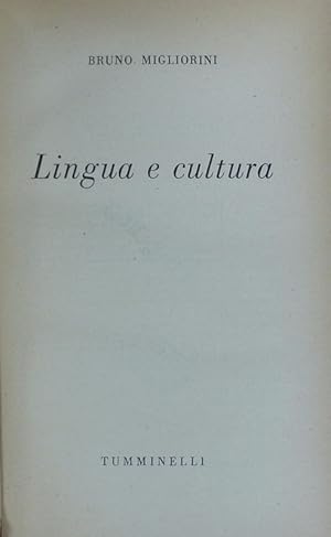 Image du vendeur pour Lingua e cultura. mis en vente par Antiquariat Bookfarm