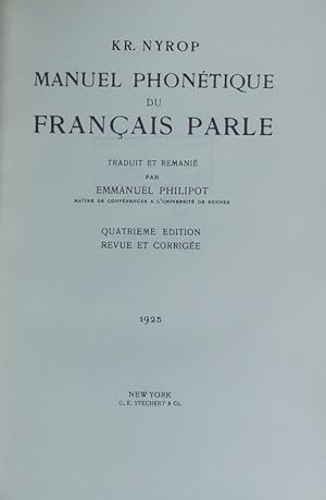 Seller image for Manuel phontique du franais parl. for sale by Antiquariat Bookfarm