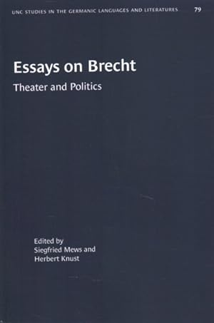 Image du vendeur pour Essays on Brecht : Theater and Politics mis en vente par GreatBookPrices