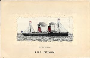 Seiden Ansichtskarte / Postkarte Dampfer RMS Lucania, Cunard Line