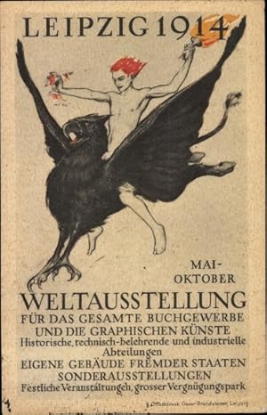 Ansichtskarte / Postkarte Leipzig, Weltausstellung für das Buchgewerbe u. graphische Künste 1914,...