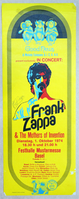 Plakat - Frank Zappa & The Mothers of Invention, Dienstag 1. Oktober 1974, Festhalle Mustermesse....