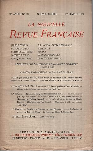 Imagen del vendedor de La Nouvelle Revue Franaise Fvrier 1923 N 113 a la venta por PRISCA