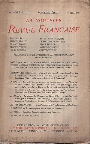 Image du vendeur pour La Nouvelle Revue Franaise Juin 1923 N 117 mis en vente par PRISCA