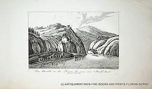 Bild des Verkufers fr Strudengau, Eine Ansicht an der Donau ehe man zum Strudel komt, 1. Blatt Ansicht antike Grafik um 1800 zum Verkauf von ANTIQUARIAT.WIEN Fine Books & Prints