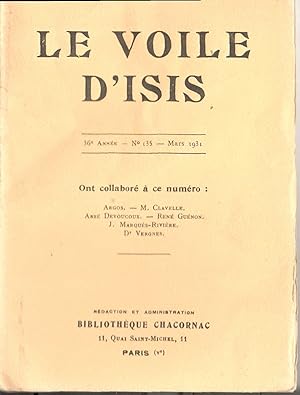 Le Voile d'Isis. Revue Mensuelle de Haute Science. Directeur: Paul Chacornac. N. 135 - Mars 1931