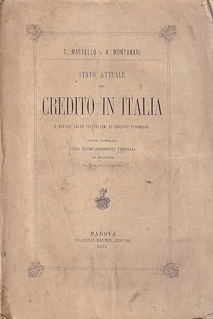 Stato attuale del credito in Italia e notizie sulle istituzioni di credito straniere