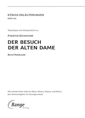 Imagen del vendedor de Der Besuch der alten Dame - Textanalyse und Interpretation : mit Zusammenfassung, Inhaltsangabe, Szenenanalyse, Prfungsaufgaben uvm. a la venta por Smartbuy