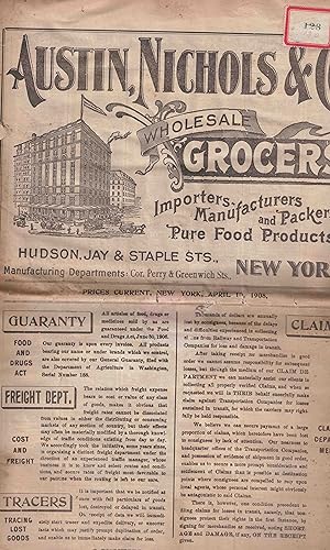 Seller image for Prices Current, New York, April 10th, 1908. for sale by High Ridge Books, Inc. - ABAA