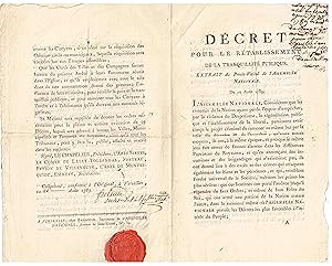 Decret pour le retablissement de la tranquilliteÂ publique . du 10 Auot 1789