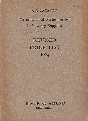 Imagen del vendedor de A-A Catalog, Chemical and Metalurgical Laboratory Supplies - Revised Price List 1924 a la venta por High Ridge Books, Inc. - ABAA