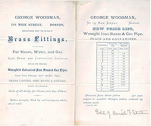 Seller image for New Price List, Wrought Iron Steam & Gas Pipe, Plain and Galvanized for sale by High Ridge Books, Inc. - ABAA