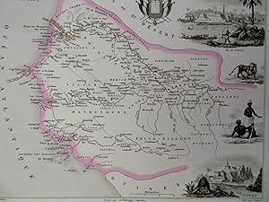 Senegal West Africa French Colony Goree St. Louis 1850 Villerey decorative map