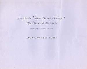 Imagen del vendedor de Sonata for Violoncello and Pianoforte, Opus 69, First Movement: Facsimile of the Autograph a la venta por Round Table Books, LLC