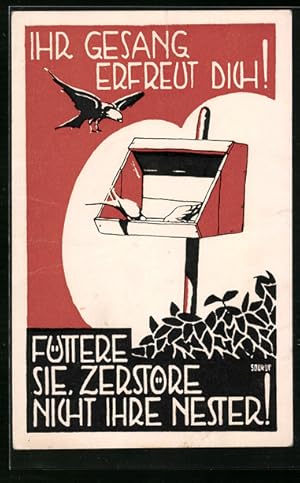 Ansichtskarte Aufruf Zerstöre keine Vogelnester, Tierschutz