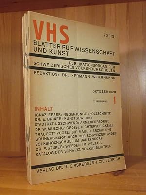 VHS. Blätter für Wissenschaft und Kunst. Publikationsorgan der schweizerischen Volkshochschulen, ...