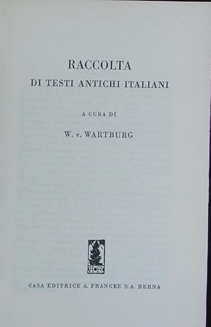 Bild des Verkufers fr Raccolta di testi antichi italiani. zum Verkauf von Antiquariat Bookfarm